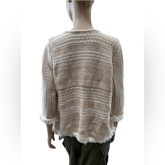 CHICOS Cream Chunky Knit Cardigan Sweater - Picture 3 of 16